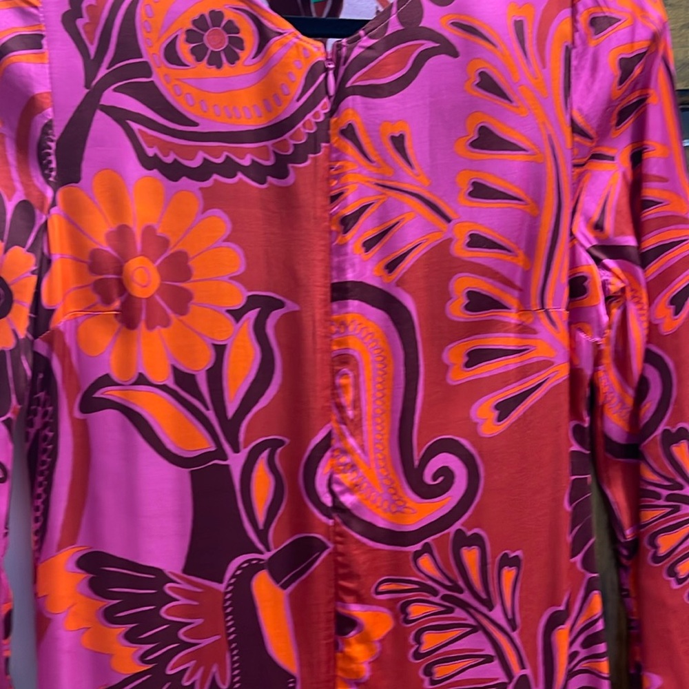 FARM RIO Pink Bold Floral Long Sleeve Maxi Dress Size XS